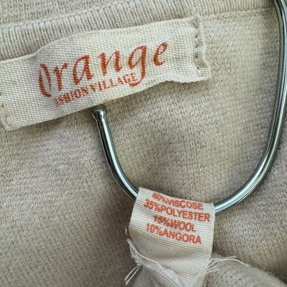 Orange Fashion Village Open Front Hooded Short Sleeve Knit Cardigan Cream Medium - Picture 16 of 16
